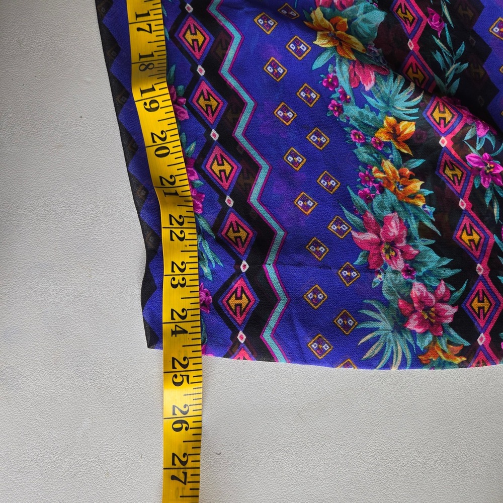 Vintage 100% Silk Sheer Wide Leg Cropped Palazzo Pants Sz 14 Boho Resortwear - Picture 8 of 10